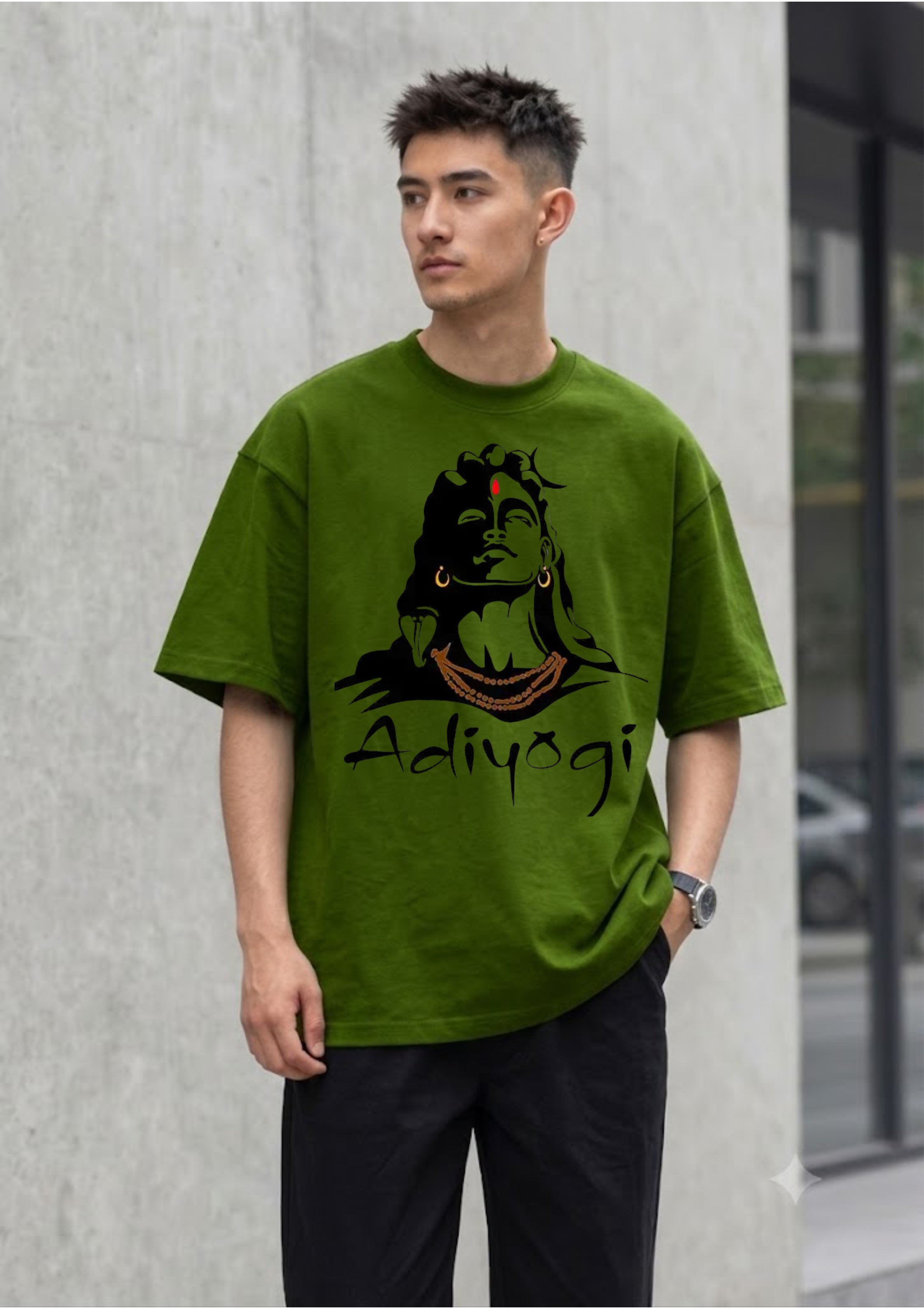Adiyogi Mahadev Graphic Oversized T-Shirt | 100% Cotton | 220 GSM