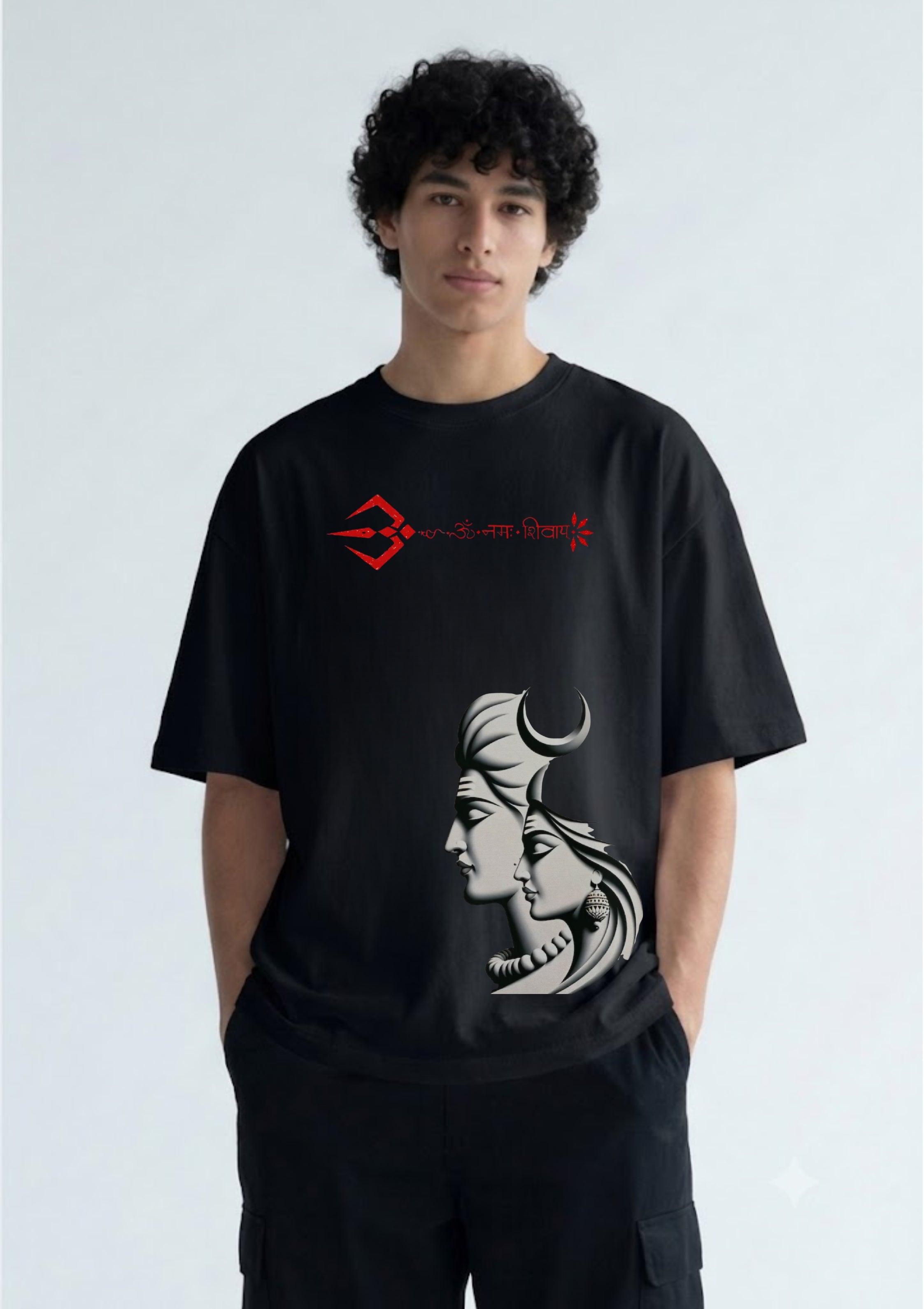 Mahadev Shiva Parvati Graphic Oversized T-Shirt | 220 GSM | 100% Cotton