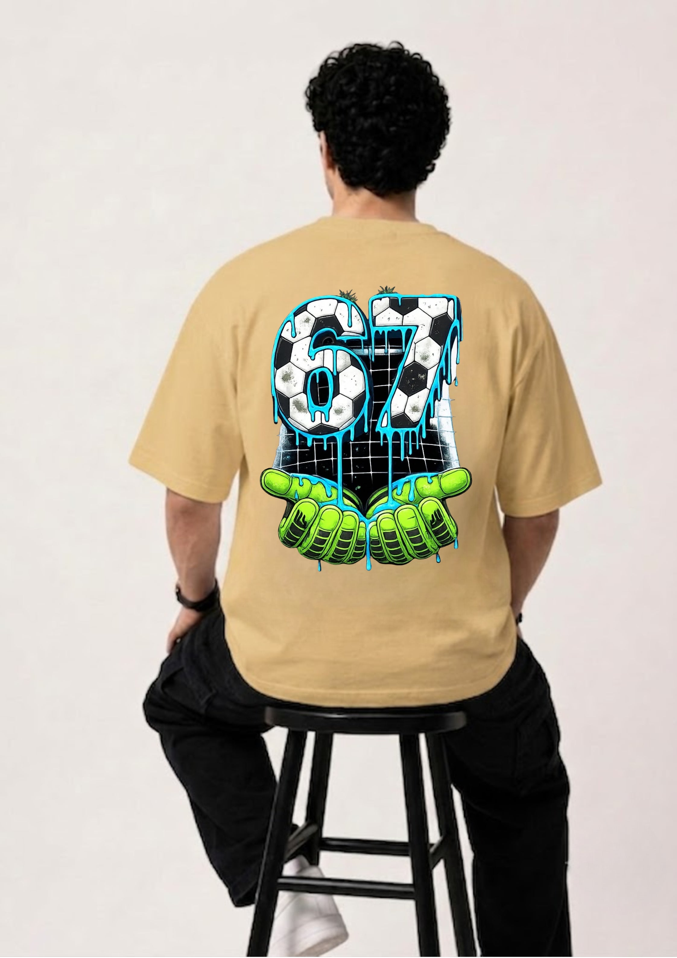 Goalkeeper 67 Football Graphic Oversized T-Shirt | 220 GSM | 100% Cotton