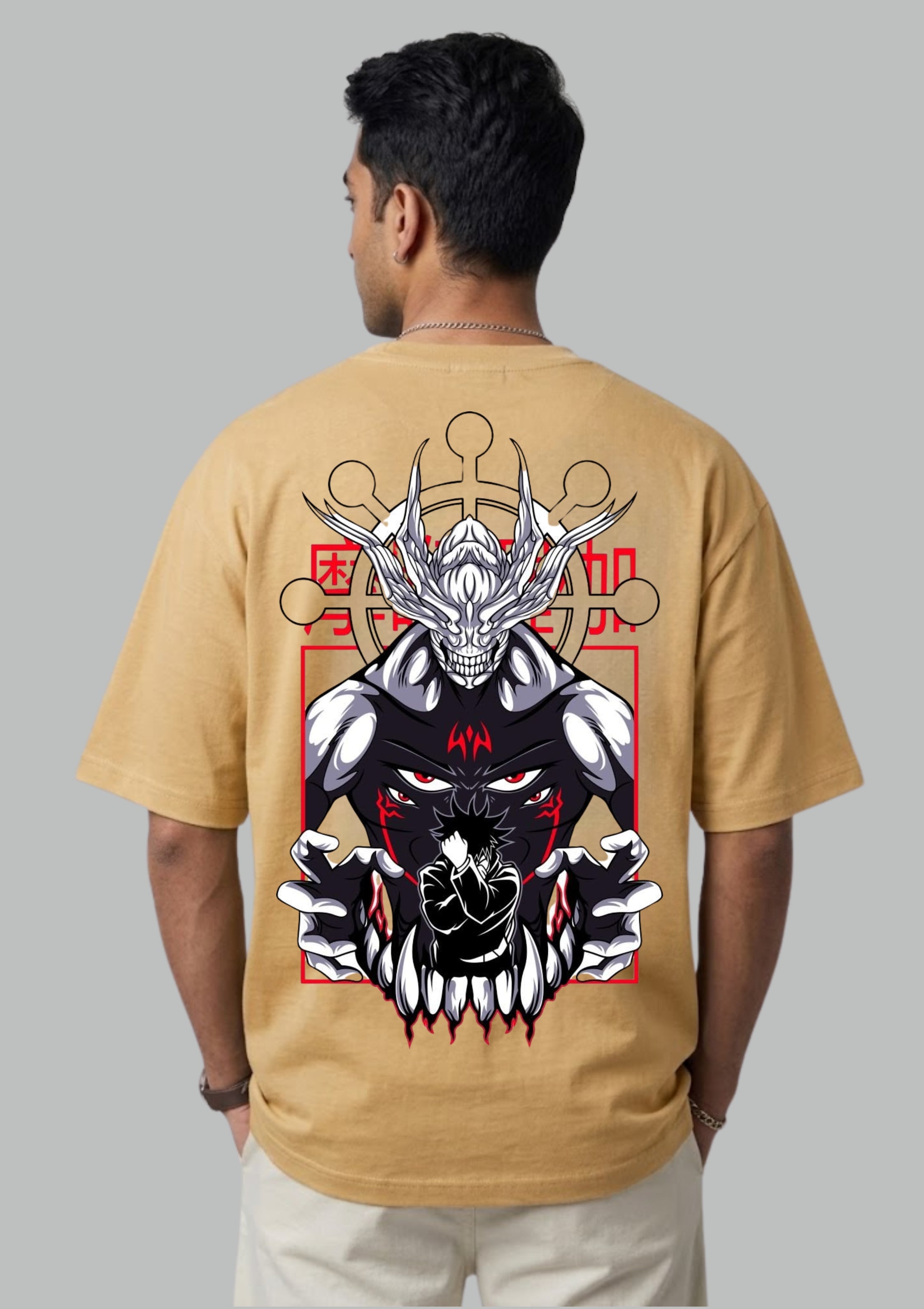 Dark Demon Anime Graphic Oversized T-Shirt | 100% Cotton | 220 GSM