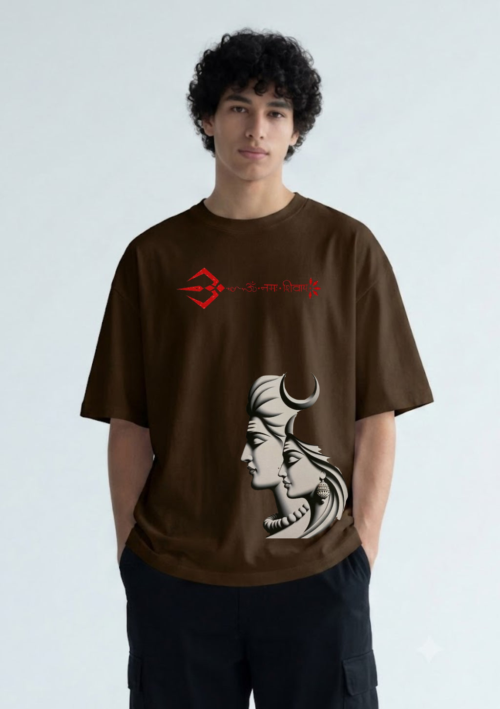 Mahadev Shiva Parvati Graphic Oversized T-Shirt | 220 GSM | 100% Cotton
