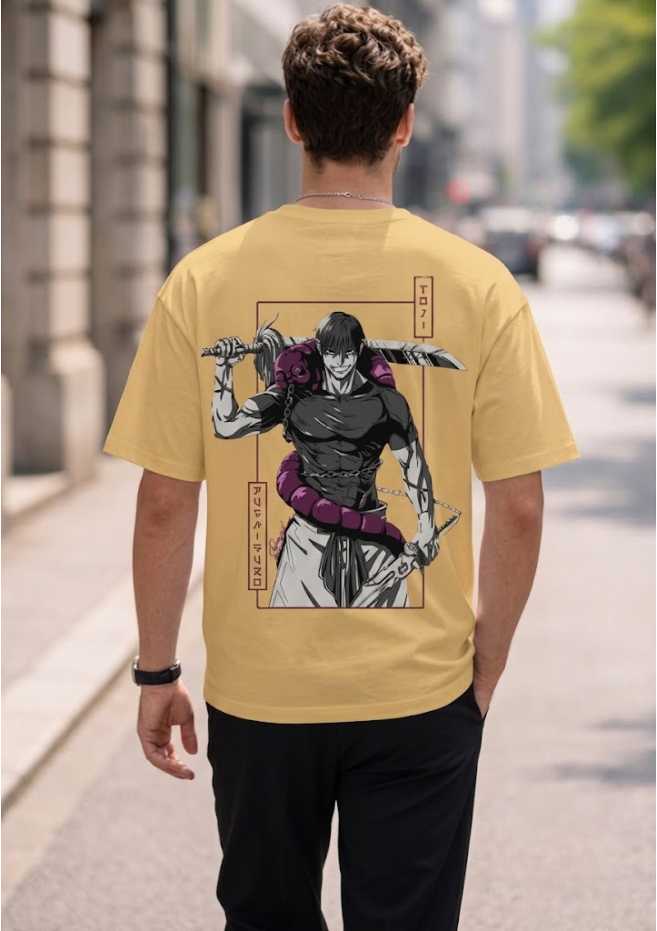 Dark Warrior Anime Graphic Oversized T-Shirt | 220 GSM | 100% Cotton