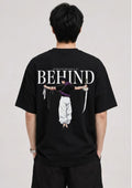 Behind Anime Swordsman Graphic Oversized T-Shirt | 100% Cotton | 220 GSM