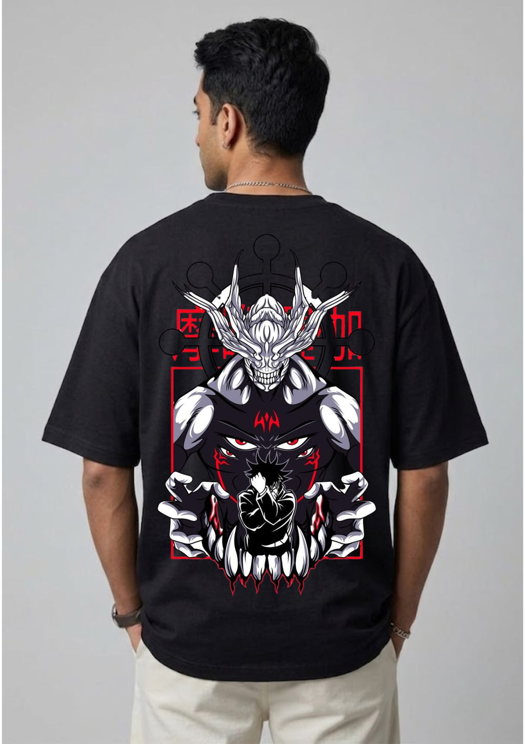 Dark Demon Anime Graphic Oversized T-Shirt | 100% Cotton | 220 GSM