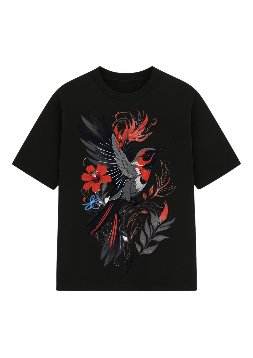 Floral Bird Graphic Oversized T-Shirt | 100% Cotton | 220 GSM
