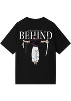 Behind Anime Swordsman Graphic Oversized T-Shirt | 100% Cotton | 220 GSM
