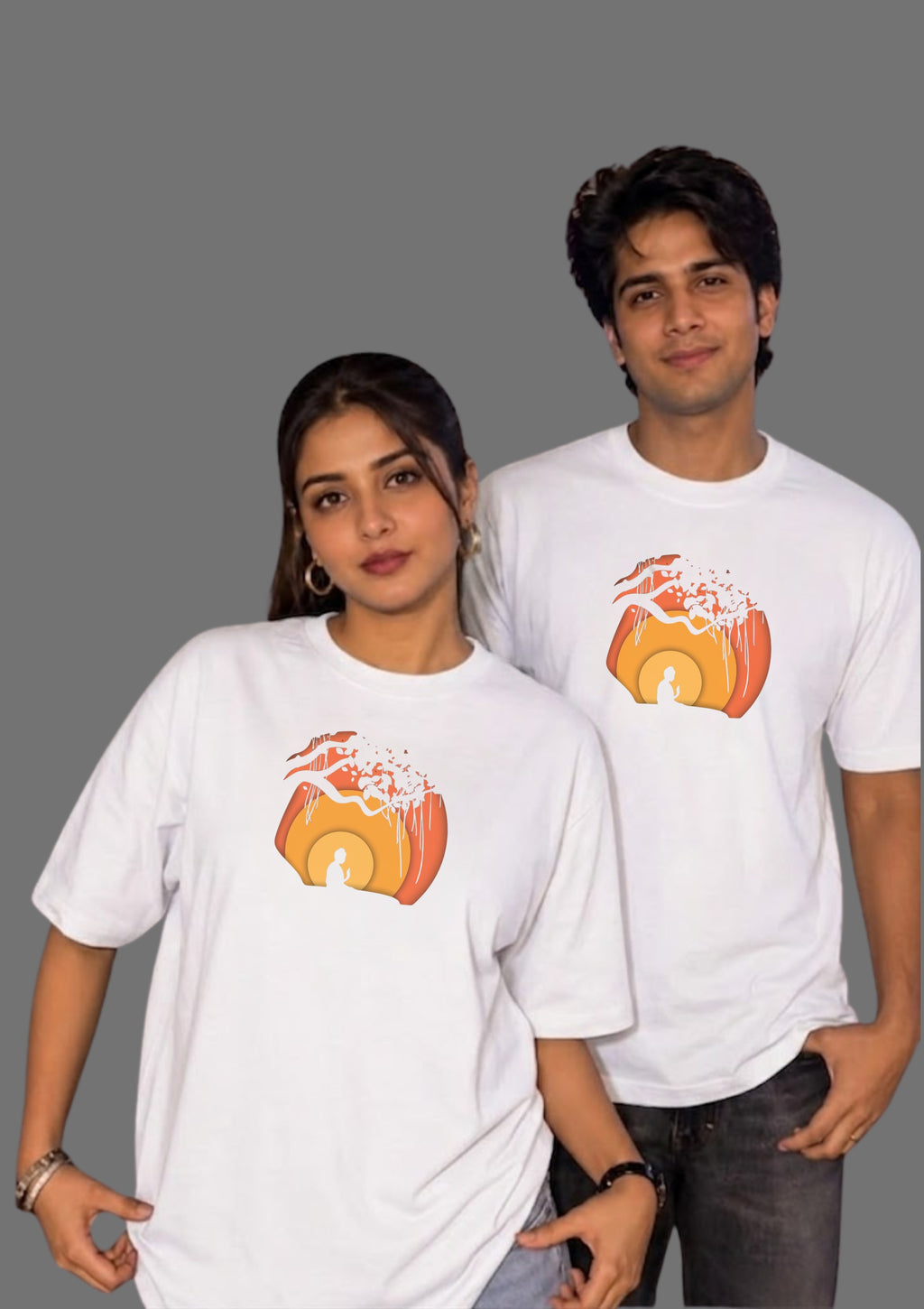 Zen Sunset Meditation Graphic Unisex Oversized T-Shirt | 100% Cotton | 220 GSM
