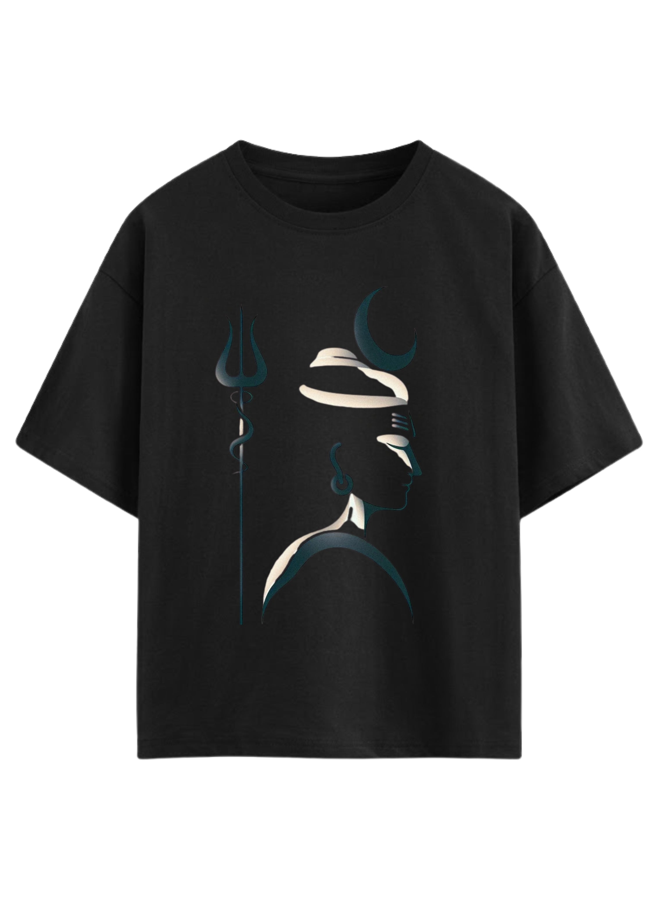 Mahadev Trishul Minimal Graphic Oversized T-Shirt | 100% Cotton | 220 GSM