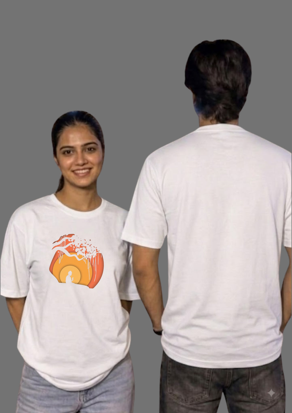 Zen Sunset Meditation Graphic Unisex Oversized T-Shirt | 100% Cotton | 220 GSM