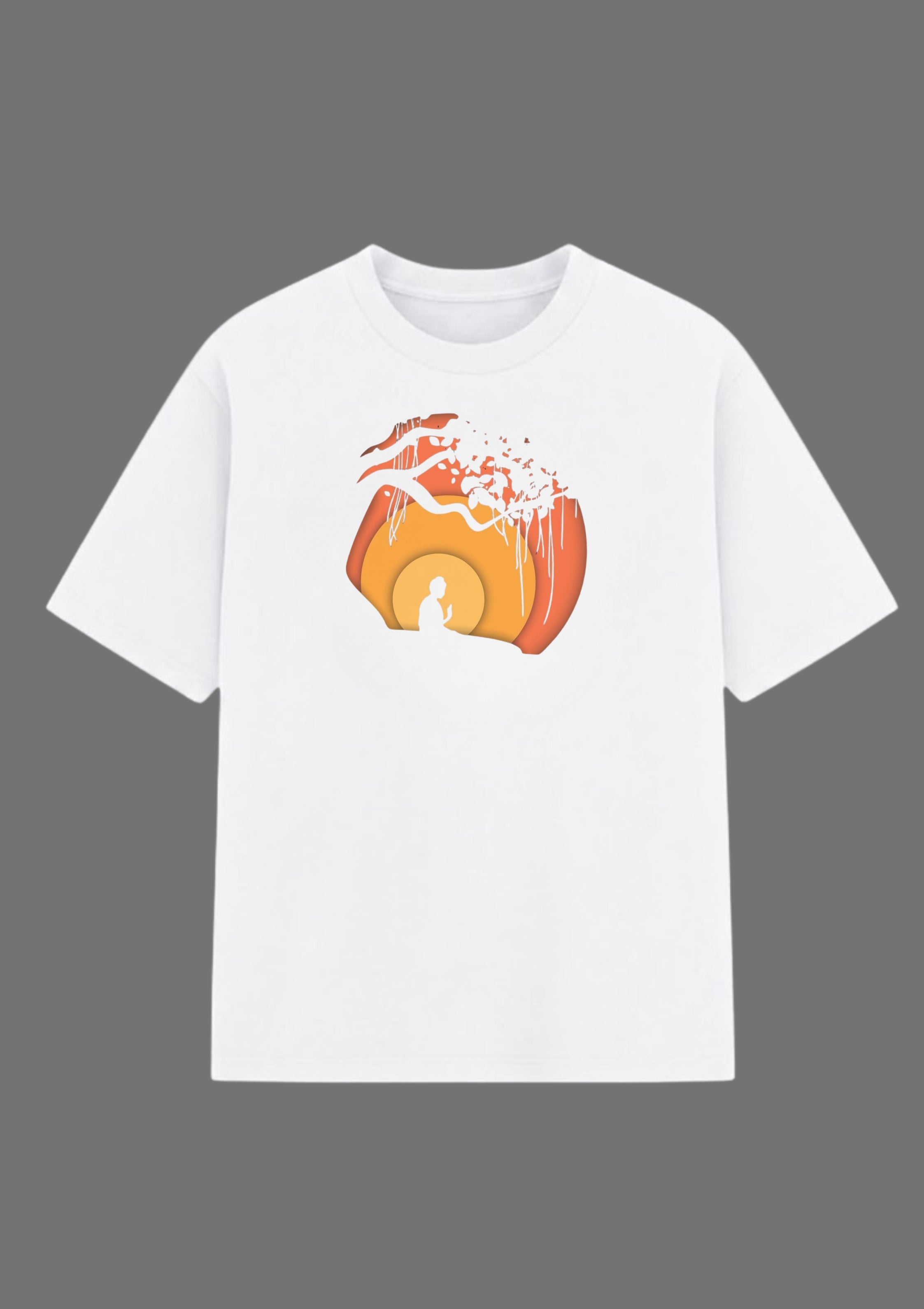 Zen Sunset Meditation Graphic Unisex Oversized T-Shirt | 100% Cotton | 220 GSM
