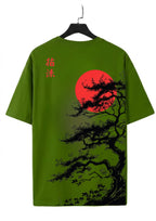 Japanese Sunset Tree Graphic Oversized T-Shirt | 100% Cotton | 220 GSM