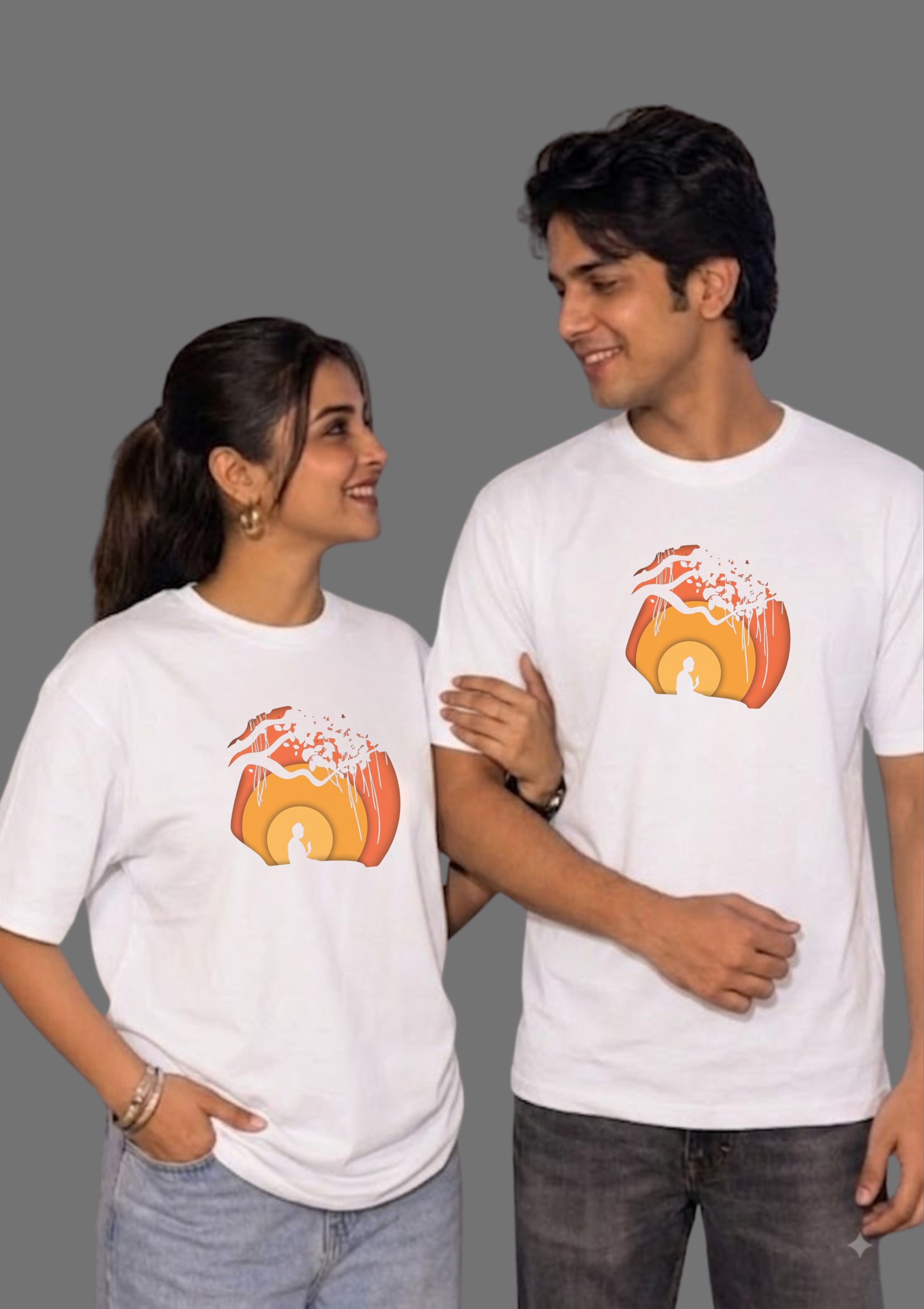 Zen Sunset Meditation Graphic Unisex Oversized T-Shirt | 100% Cotton | 220 GSM