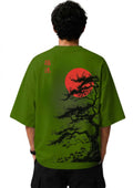 Japanese Sunset Tree Graphic Oversized T-Shirt | 100% Cotton | 220 GSM