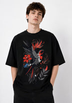 Floral Bird Graphic Oversized T-Shirt | 100% Cotton | 220 GSM